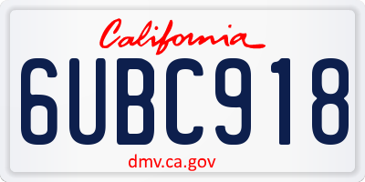 CA license plate 6UBC918