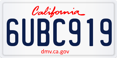 CA license plate 6UBC919