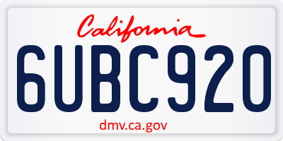 CA license plate 6UBC920