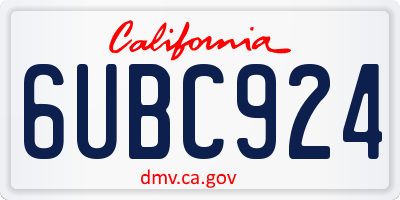 CA license plate 6UBC924