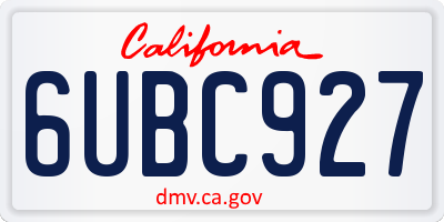CA license plate 6UBC927