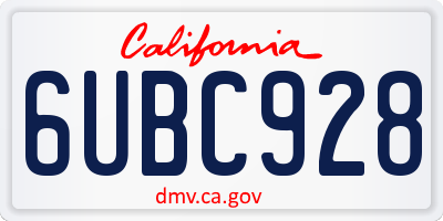 CA license plate 6UBC928