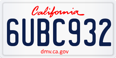 CA license plate 6UBC932