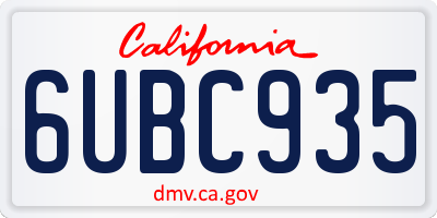 CA license plate 6UBC935