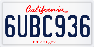 CA license plate 6UBC936
