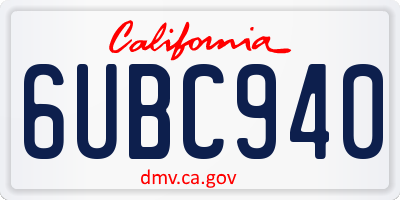 CA license plate 6UBC940