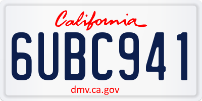 CA license plate 6UBC941