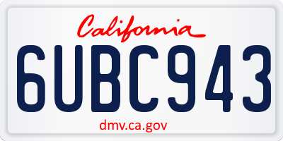 CA license plate 6UBC943