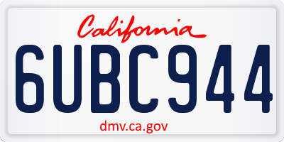 CA license plate 6UBC944