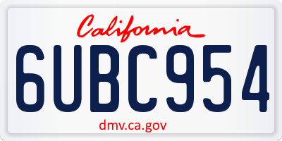 CA license plate 6UBC954
