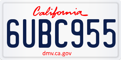 CA license plate 6UBC955