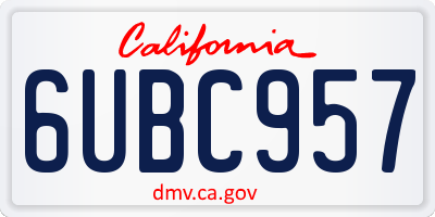 CA license plate 6UBC957