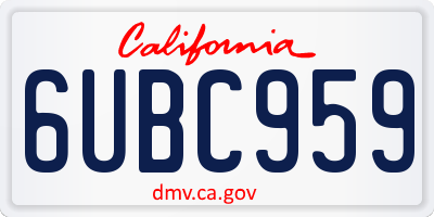 CA license plate 6UBC959