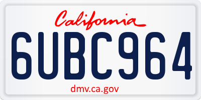 CA license plate 6UBC964