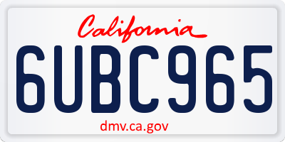 CA license plate 6UBC965