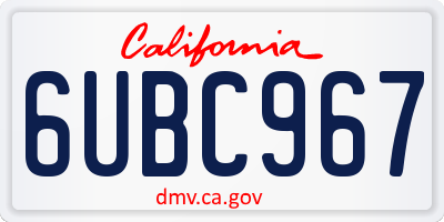 CA license plate 6UBC967