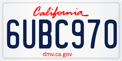 CA license plate 6UBC970