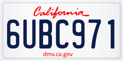 CA license plate 6UBC971