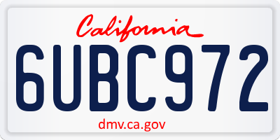CA license plate 6UBC972