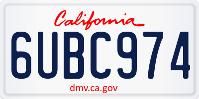 CA license plate 6UBC974