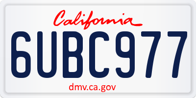 CA license plate 6UBC977