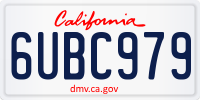CA license plate 6UBC979