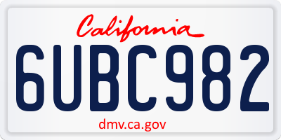 CA license plate 6UBC982