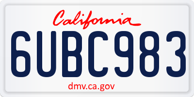 CA license plate 6UBC983