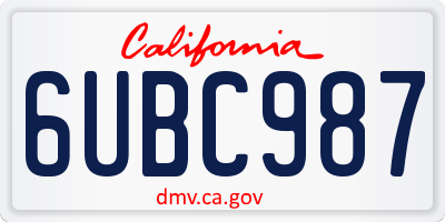 CA license plate 6UBC987