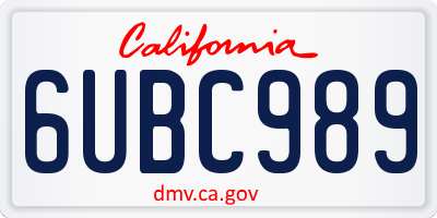 CA license plate 6UBC989