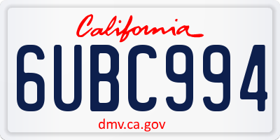 CA license plate 6UBC994