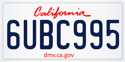 CA license plate 6UBC995