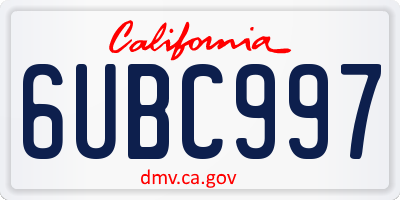 CA license plate 6UBC997