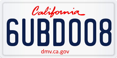 CA license plate 6UBD008
