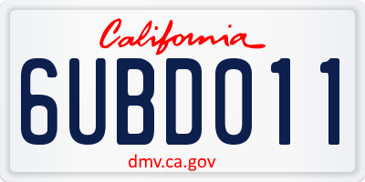 CA license plate 6UBD011