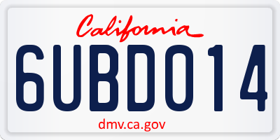 CA license plate 6UBD014