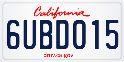 CA license plate 6UBD015