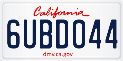 CA license plate 6UBD044