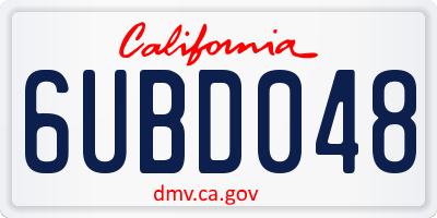 CA license plate 6UBD048