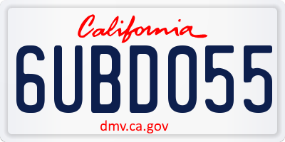 CA license plate 6UBD055
