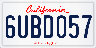 CA license plate 6UBD057