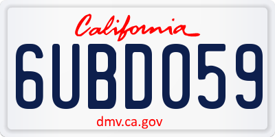 CA license plate 6UBD059