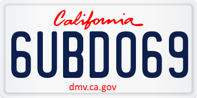 CA license plate 6UBD069