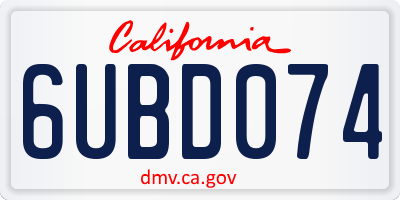 CA license plate 6UBD074