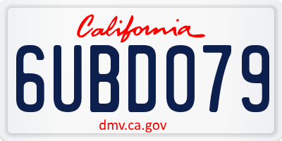 CA license plate 6UBD079