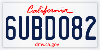 CA license plate 6UBD082