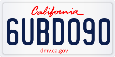CA license plate 6UBD090
