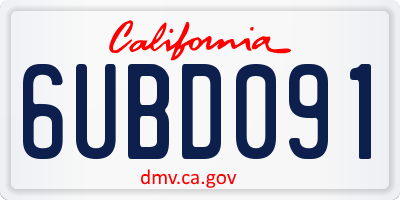 CA license plate 6UBD091