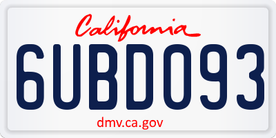 CA license plate 6UBD093