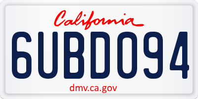 CA license plate 6UBD094